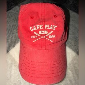 Unisex Cape May NJ Embroidered Red Cotton Baseball Hat Adjustable Cap